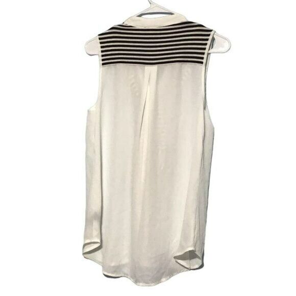 BCX Women's V-Neck Sleeveless Striped Scarf Top - Picture 6 of 9
